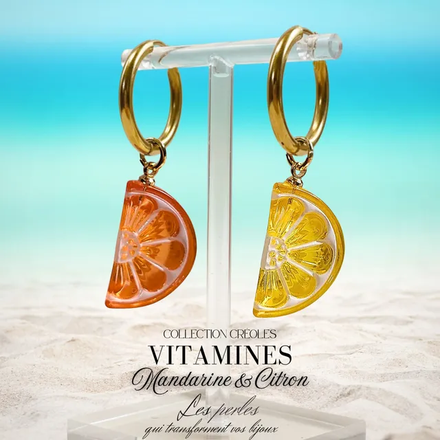ARTSHOP Vitamines kit créoles citron mandarine acier doré