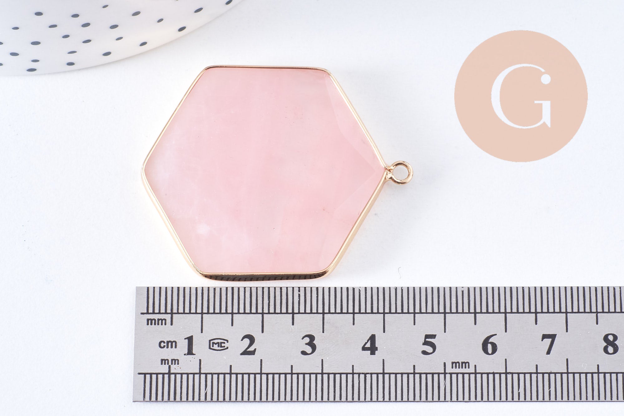 Gingerlily Pendentif DIY G2718 quartz rose hexagone 45mm
