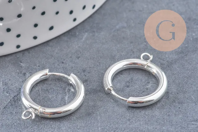 Gingerlily Apprêts créoles acier argenté 22mm la paire