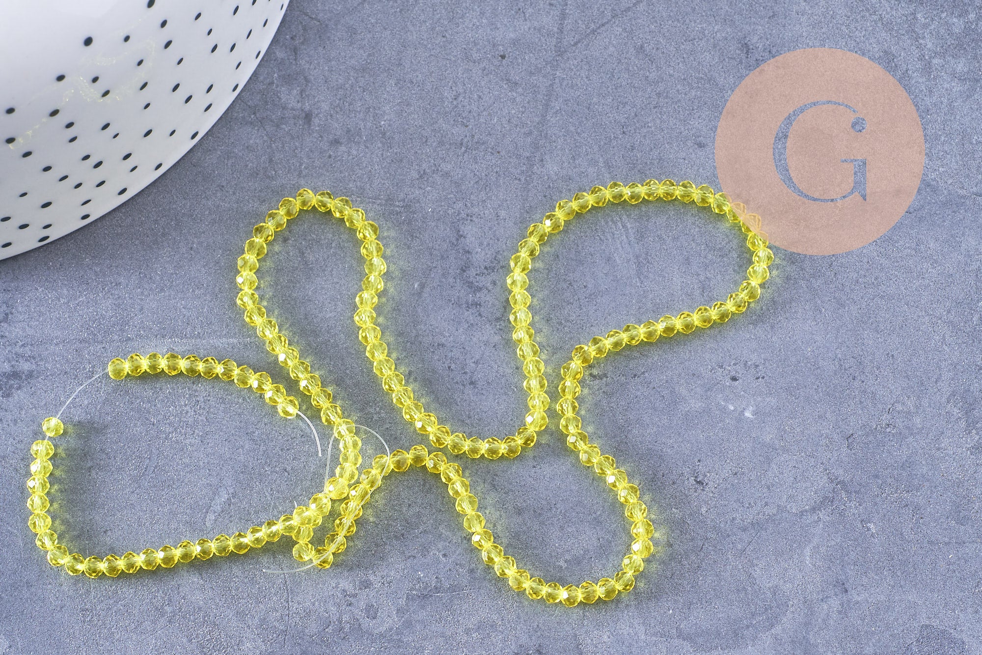 Gingerlily Perles Abacus Cristal Jaune 2.9mm Fil 35cm