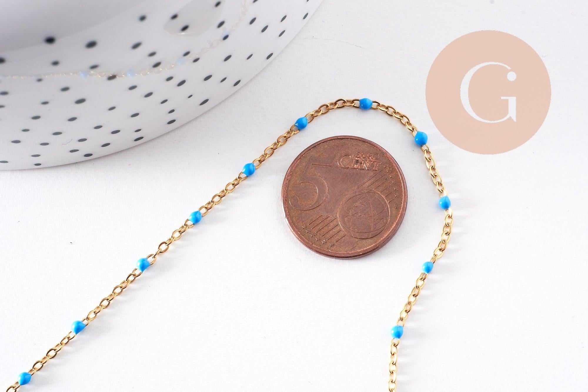 Gingerlily G10197 collier acier doré résine turquoise 50 cm