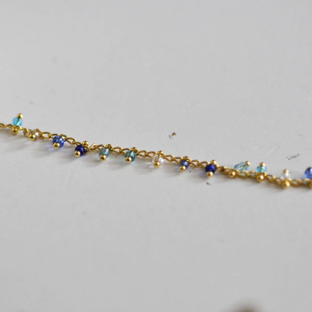Gingerlily Chaînes G629 chaîne perles bleues 1 mètre 2 mm