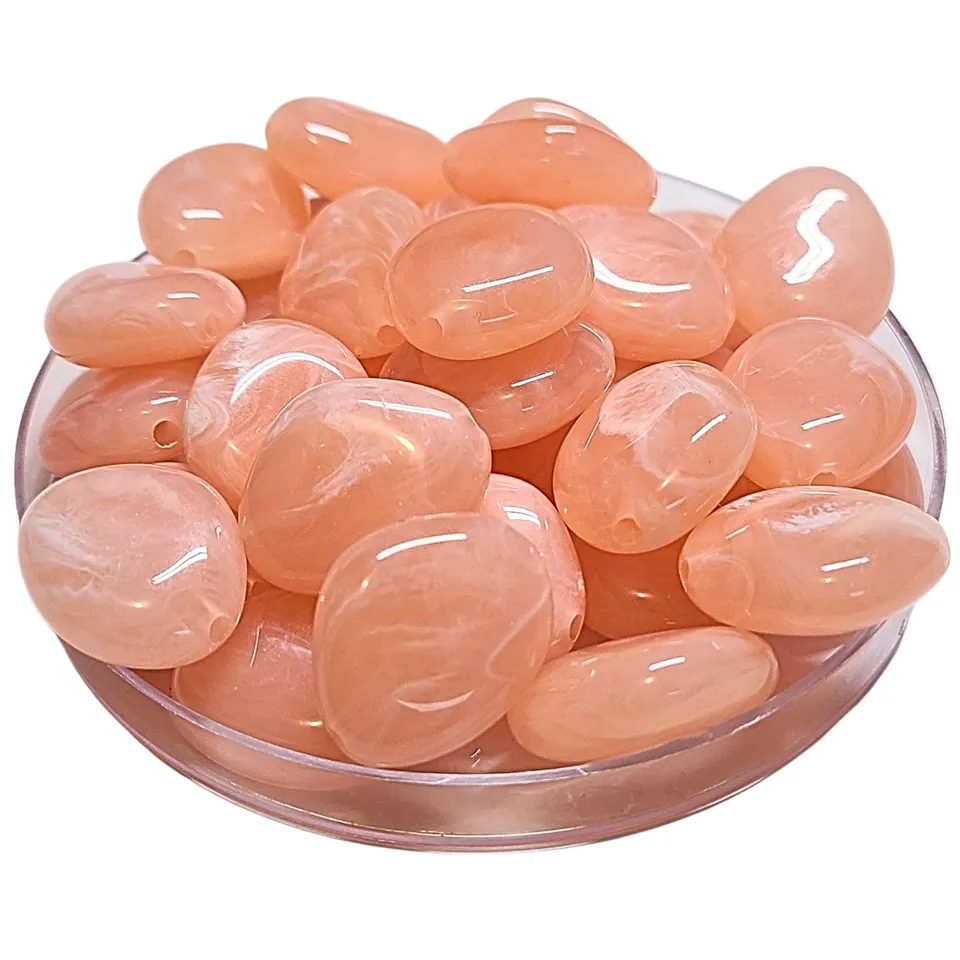 ARTSHOP Galets TIKA 4 perle pêche marbré 23MM x1