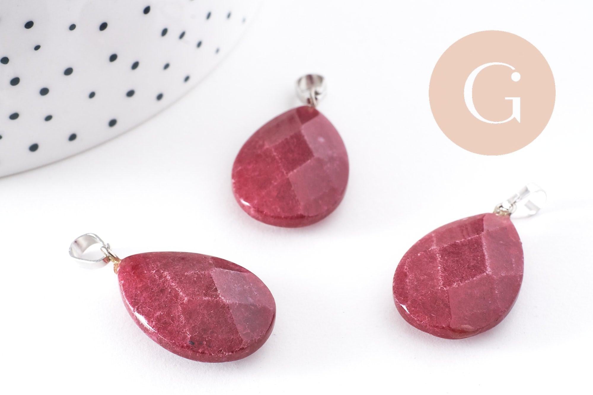 Gingerlily G10234 pendentif goutte jade bordeaux 27,5 mm