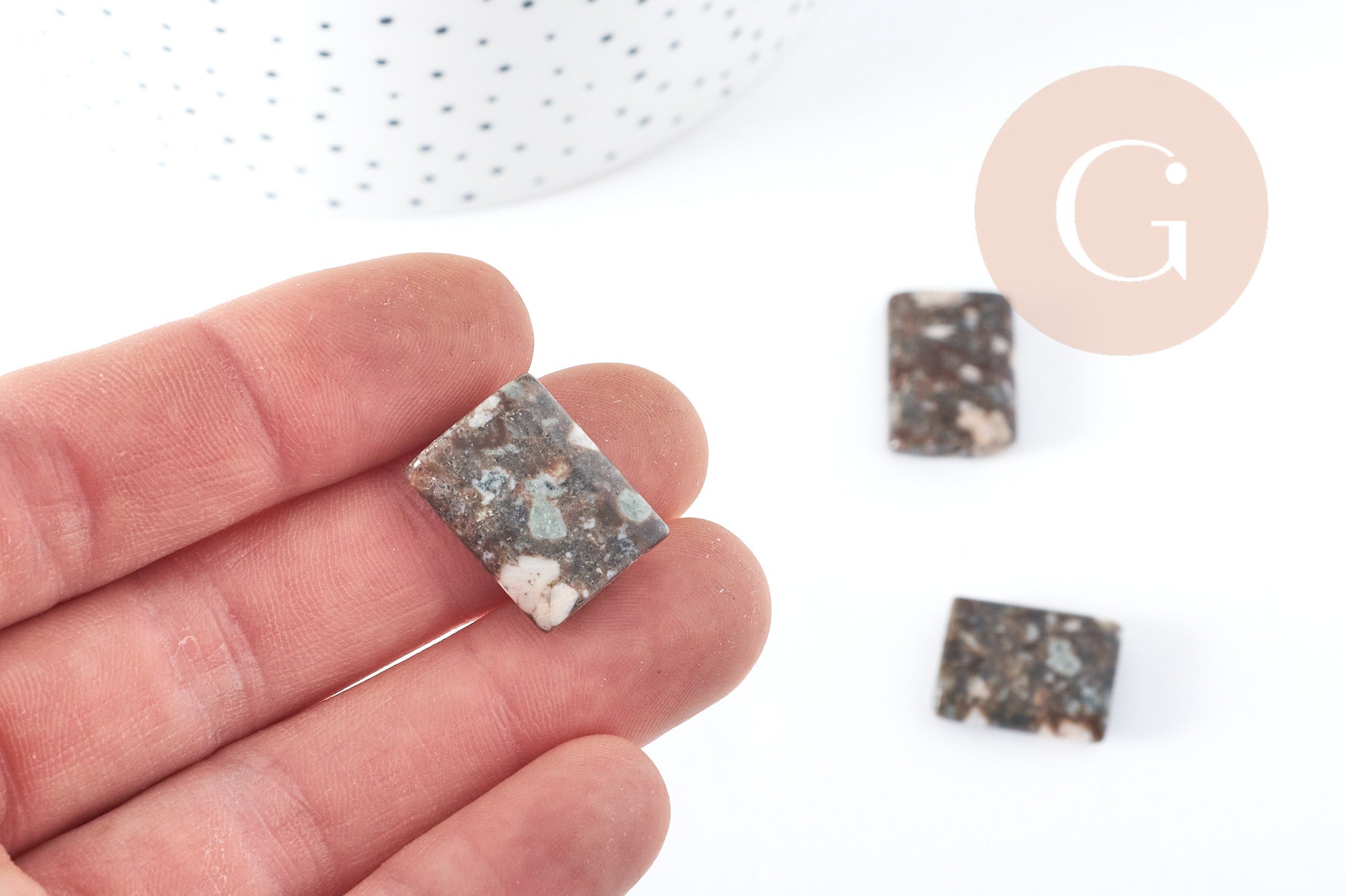 Gingerlily Perles Lakelandite G8271 perle rectangle marron x5 20x15mm
