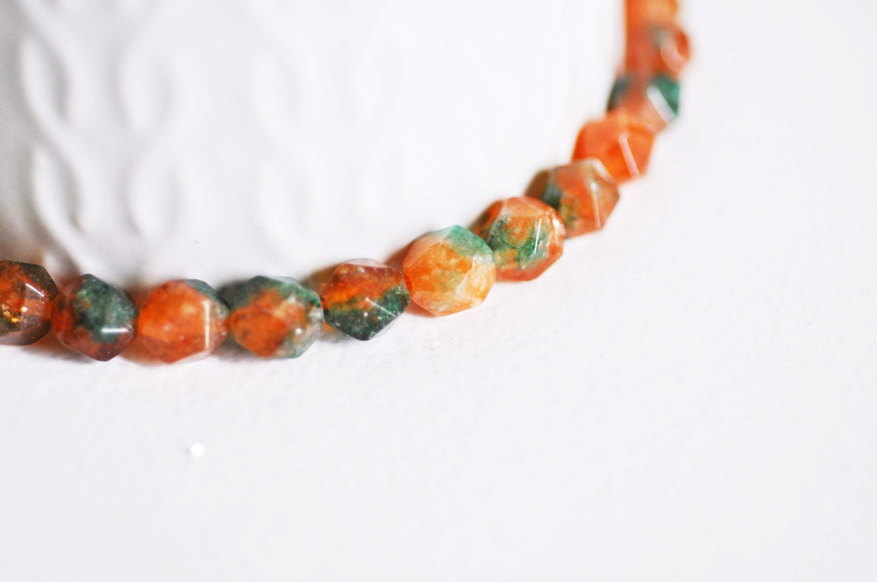 Gingerlily Perles jade orange facettes 8 mm fil 45 perles