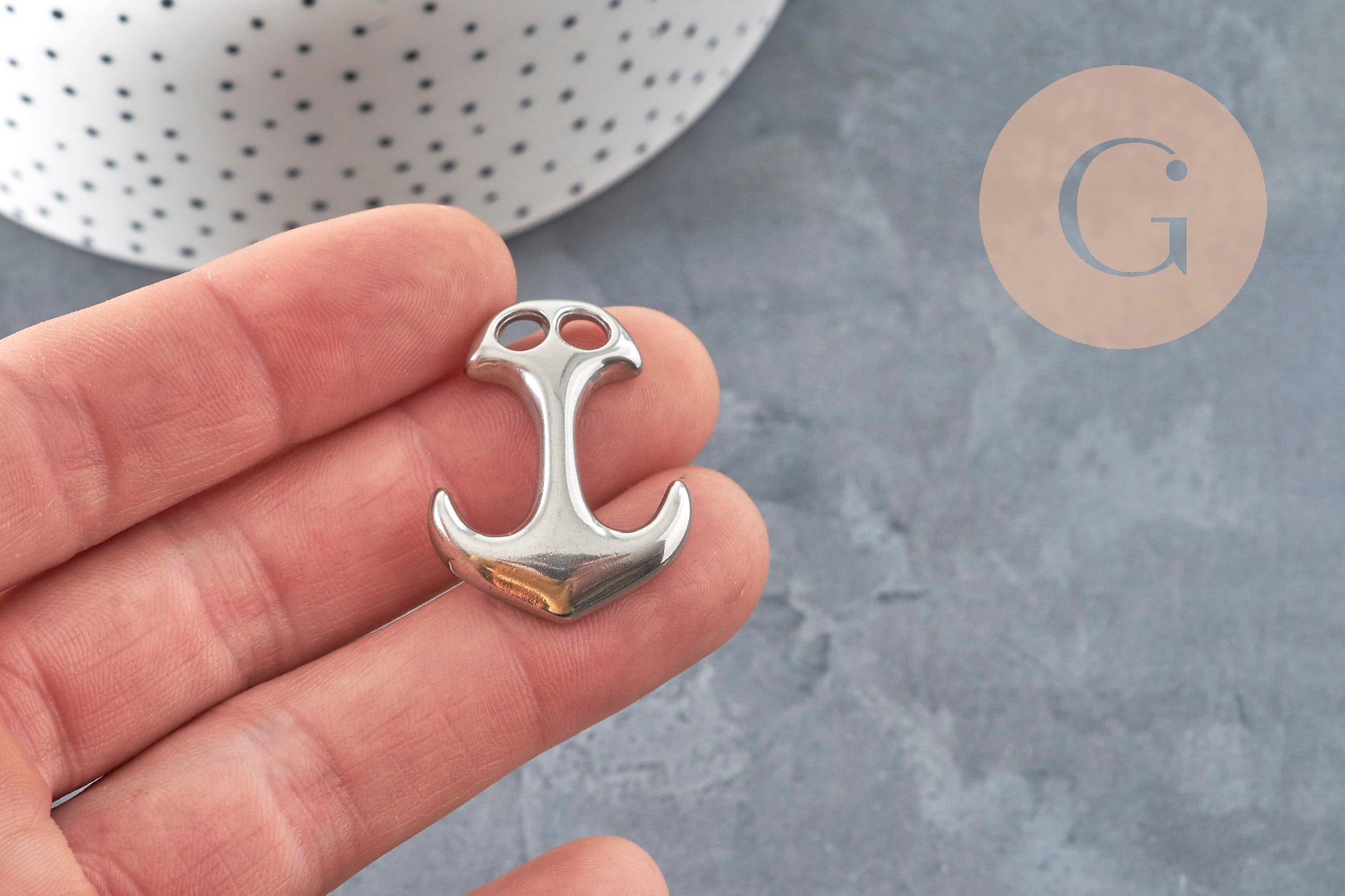 Gingerlily Apprêts G11288 fermoir ancre acier platine 31mm x1