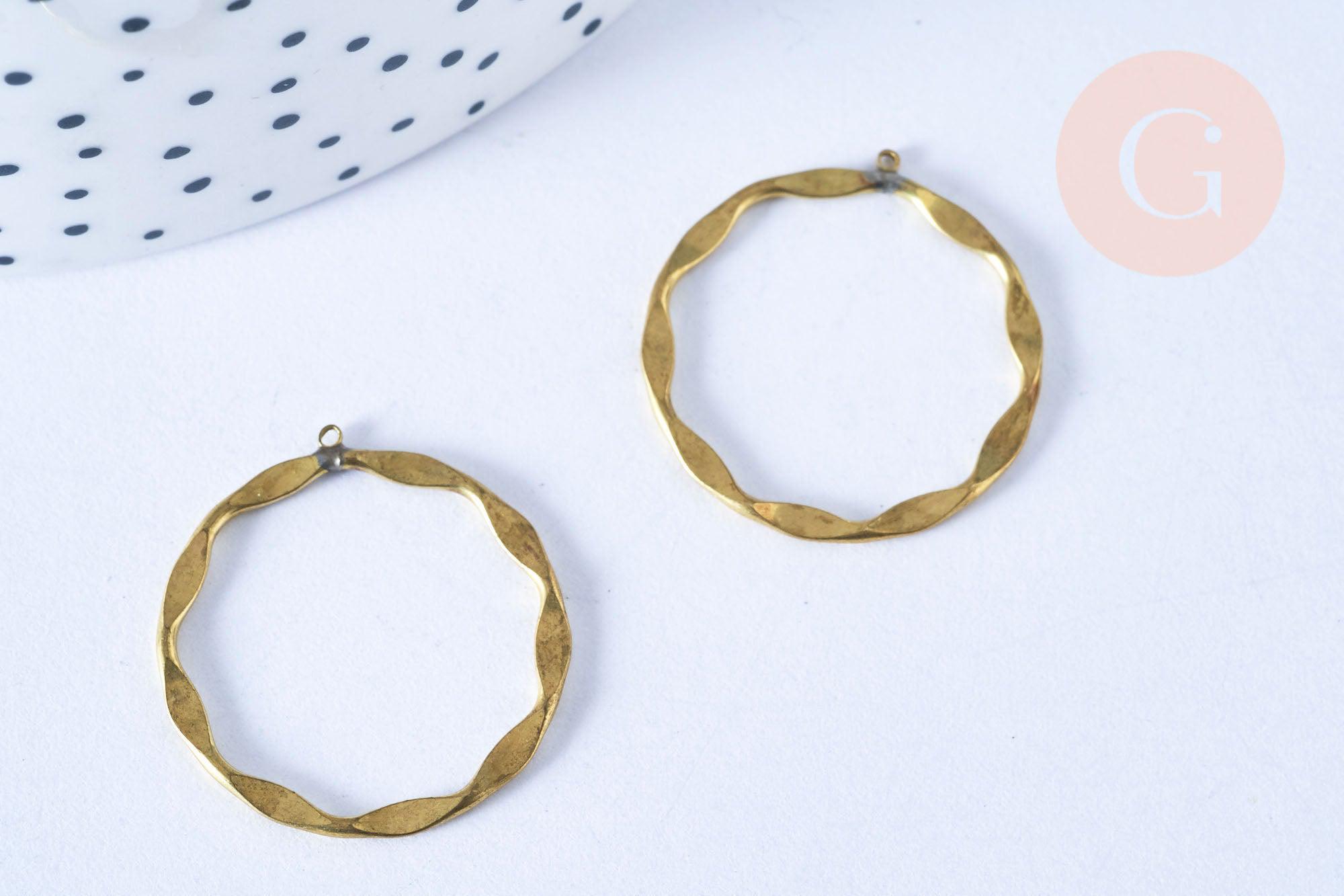 Gingerlily pendentif rond laiton brut 22 mm x2