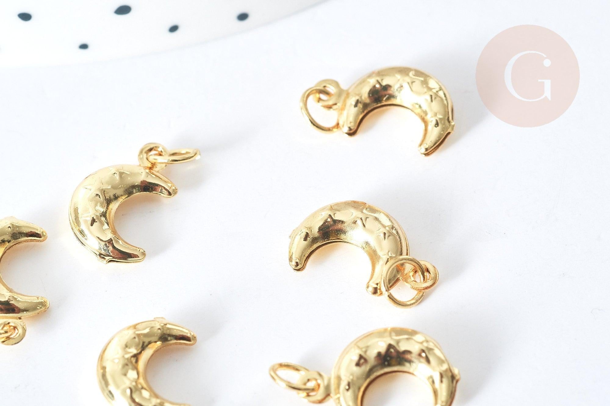 Gingerlily Pendentif lune croissant laiton doré 15mm x5