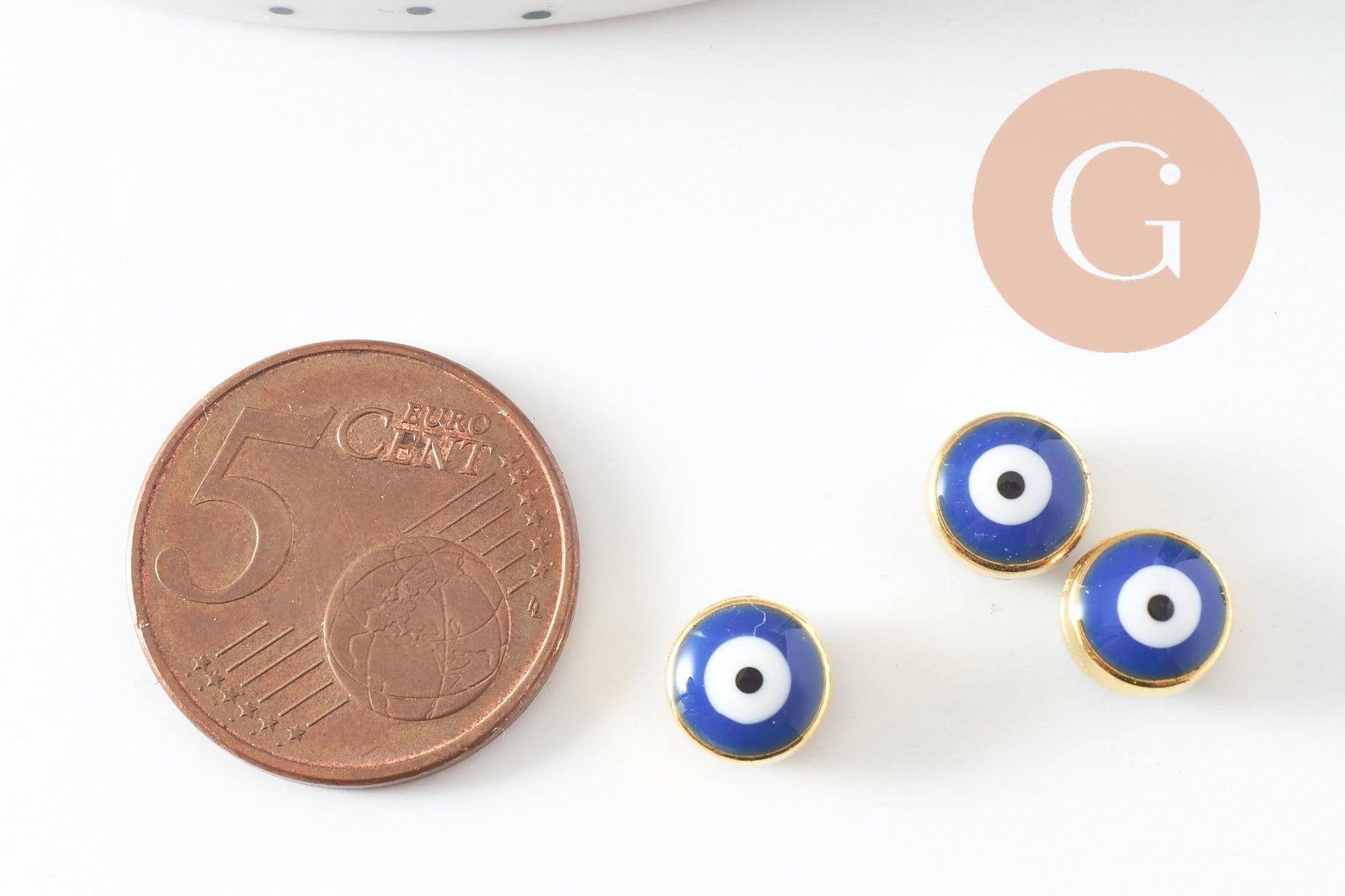 Gingerlily Perles mauvais oeil émail bleu 8mm x10 plastique