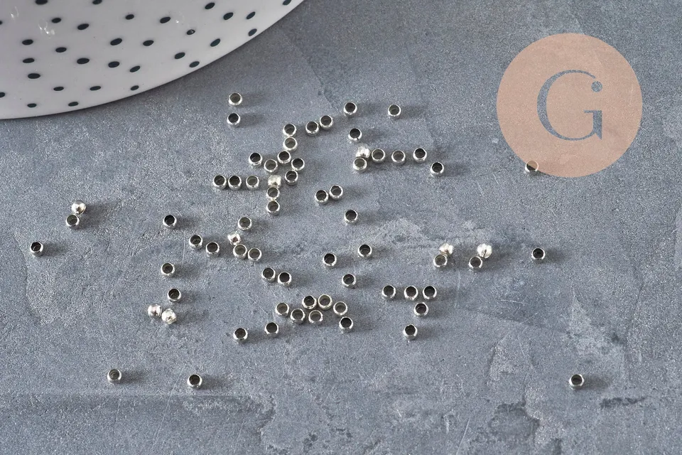 Gingerlily Perles à écraser laiton platine 2 mm 1 g sans nickel