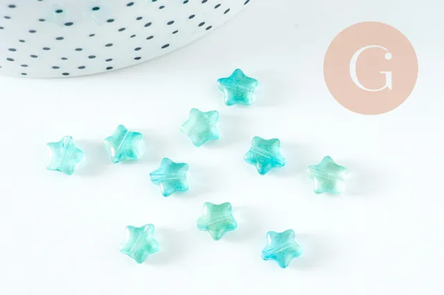 Gingerlily G10724 perle étoile 8mm turquoise doré x10