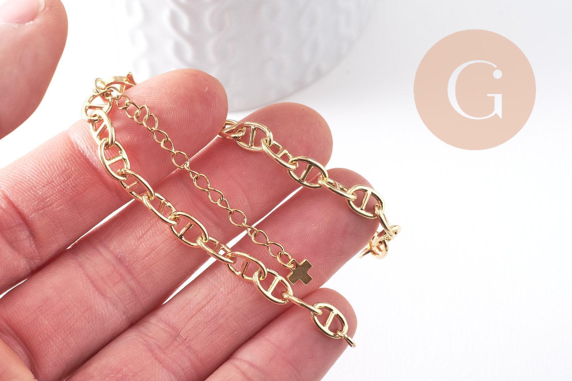 Gingerlily Apprêts G10394 base bracelet maille marine doré 15cm