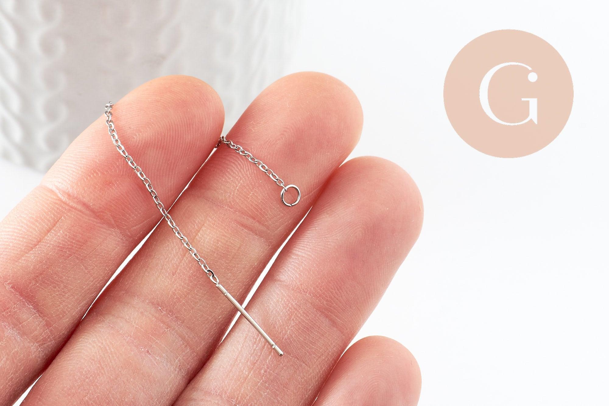 Gingerlily support boucles tige chaîne acier platine 98mm x2