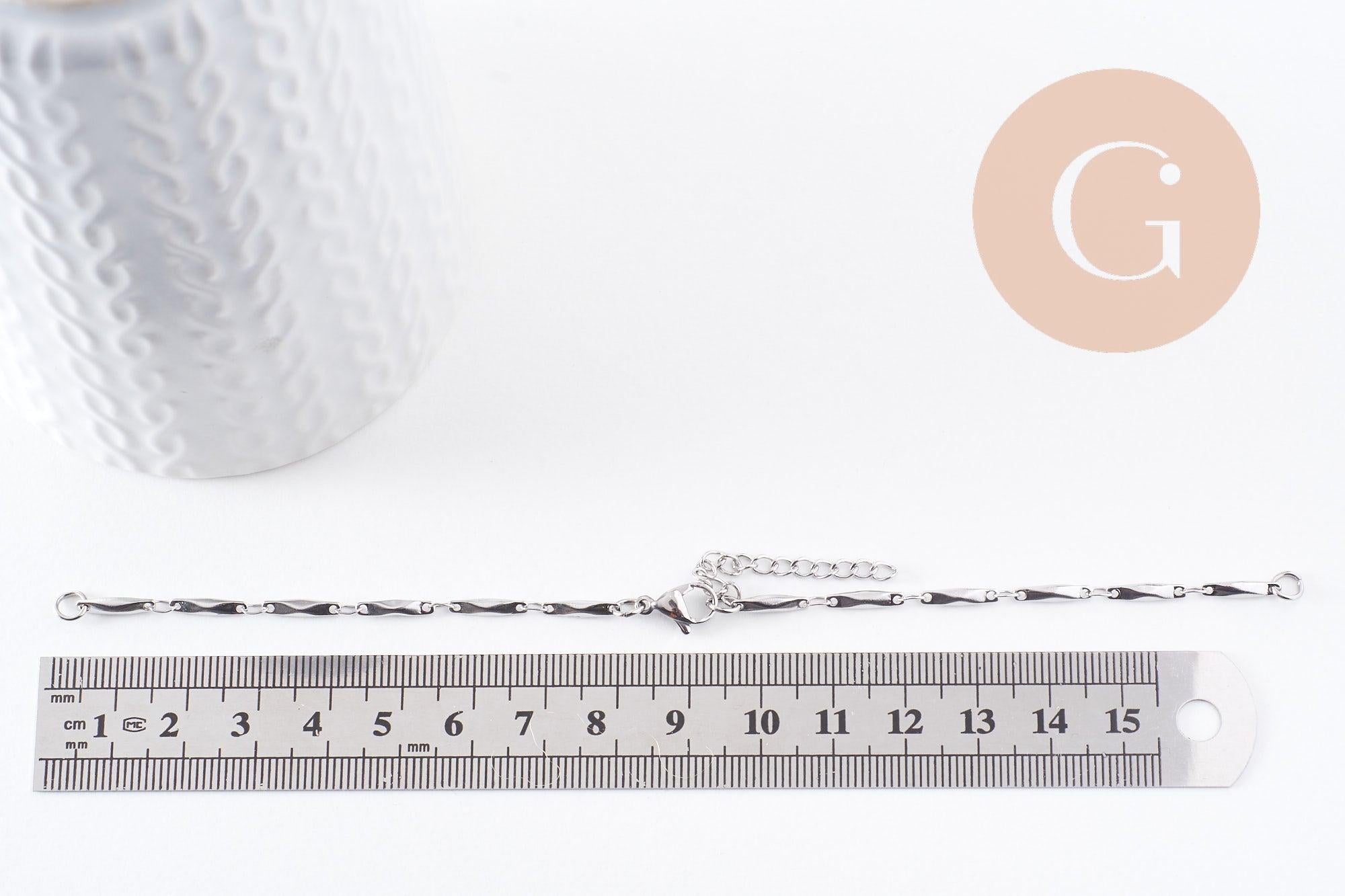 Gingerlily Apprêts G10054 base bracelet acier 17,3 cm platine