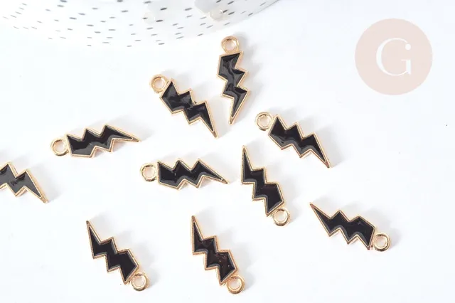 Gingerlily Pendentifs G8092 pendentif éclair noir doré x5
