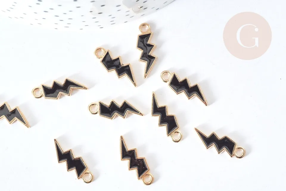Gingerlily Pendentifs G8092 pendentif éclair noir doré x5