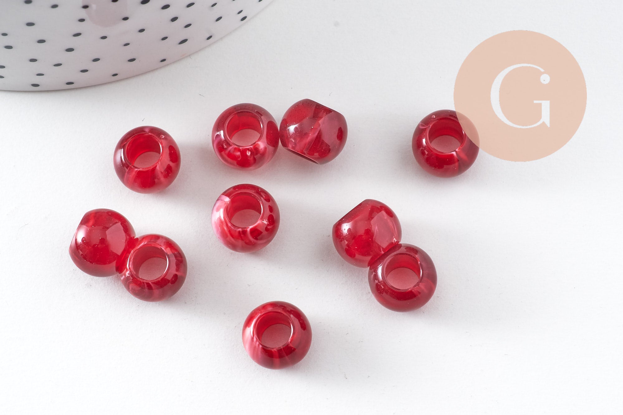 Gingerlily G10887 perle rondelle acrylique rouge 11.5mm x50