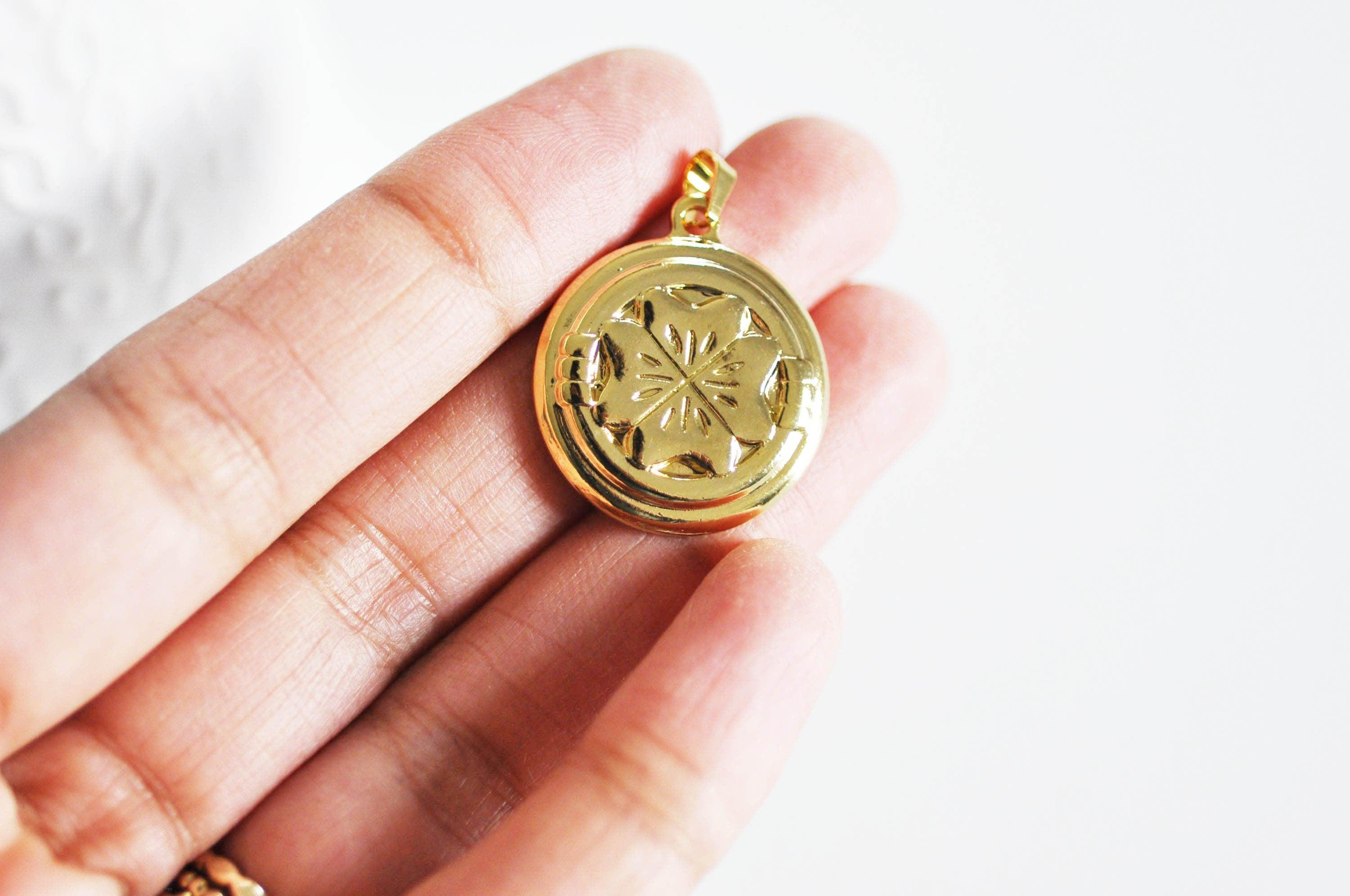 Gingerlily Pendentifs Médaille trèfle doré 27mm x1