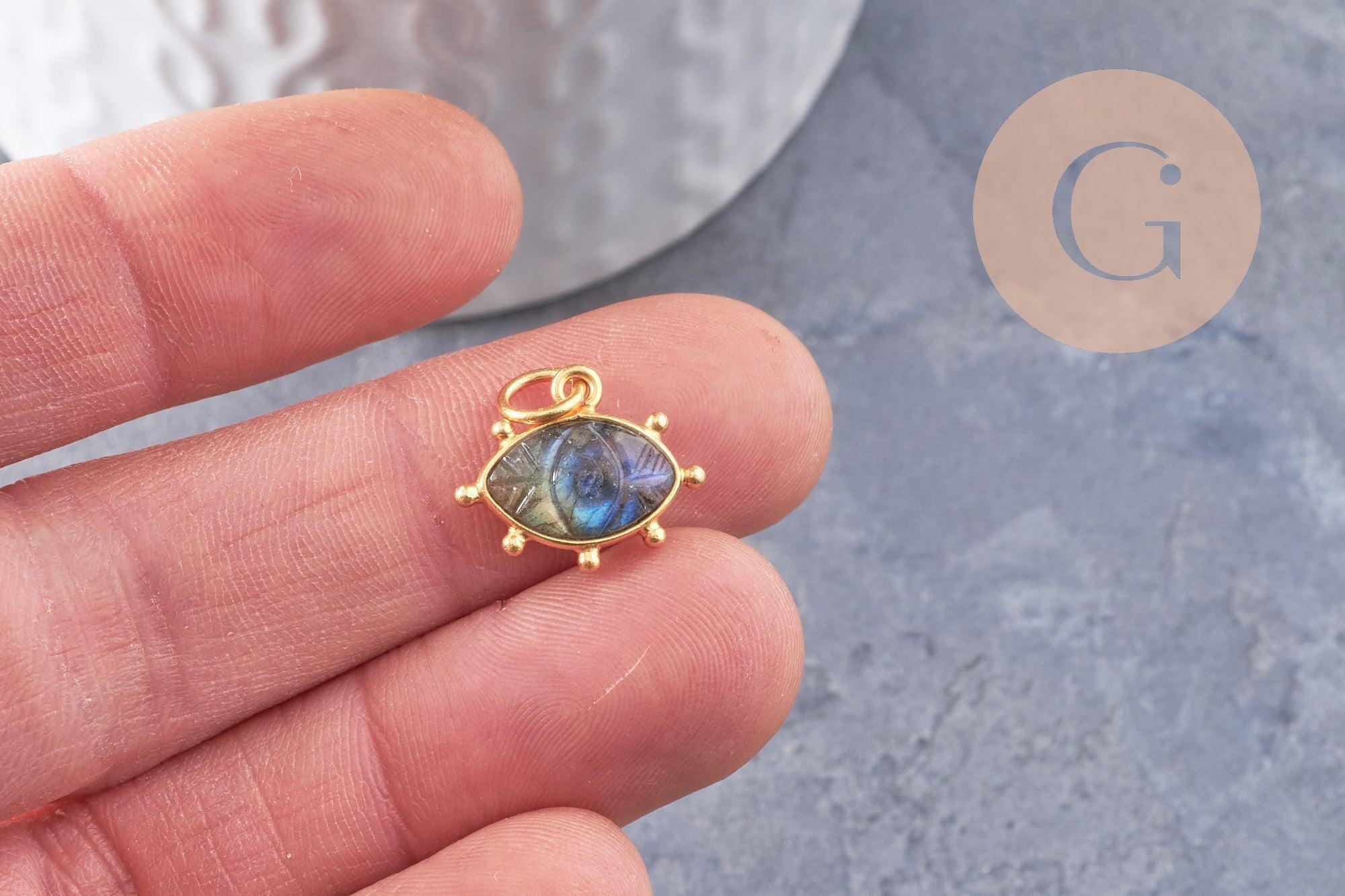 Gingerlily Oeil pendentif labradorite doré 15mm x1