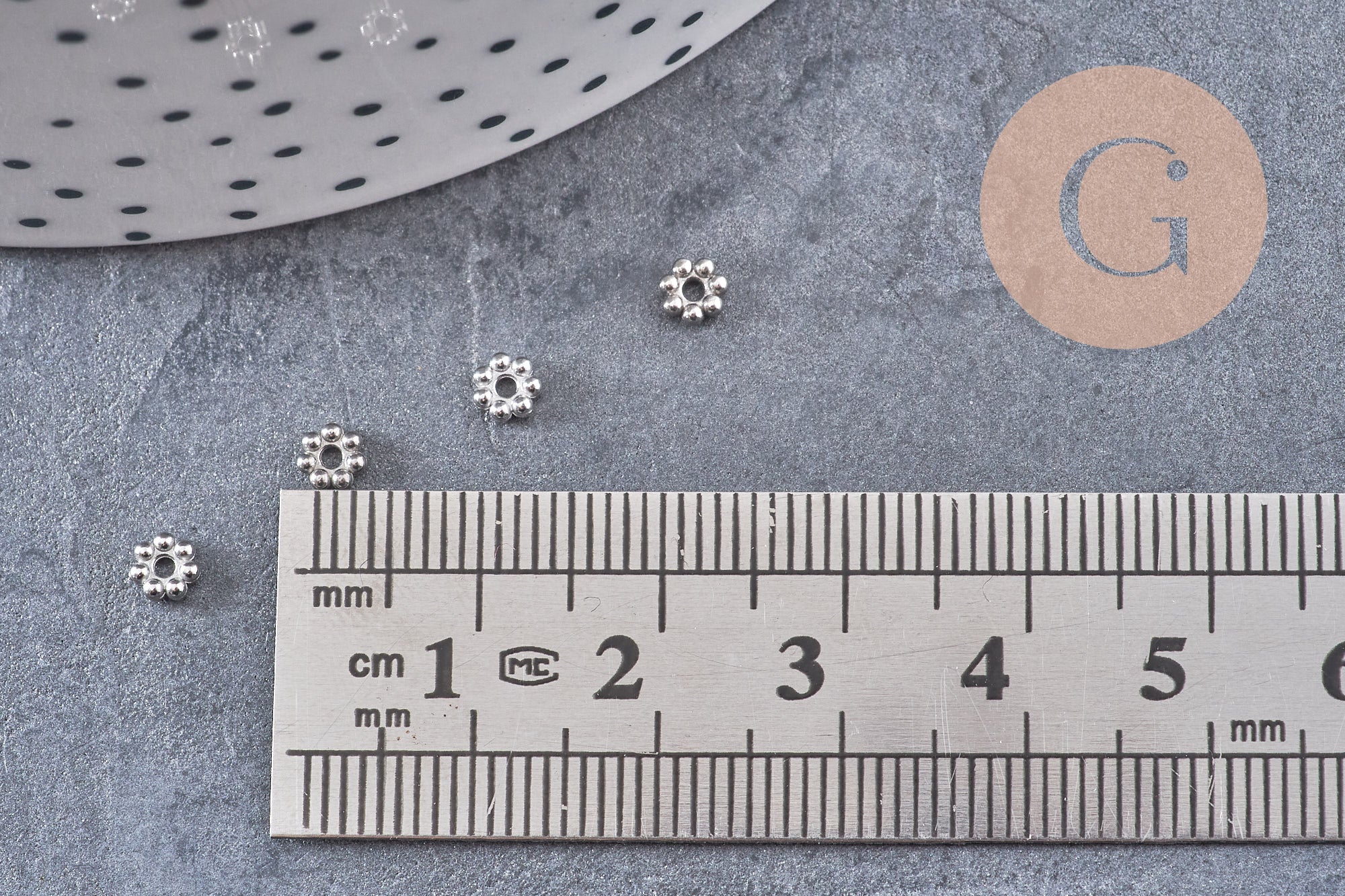 Gingerlily Perles DIY G10904 rondelles fleurs acier platine 4mm x10