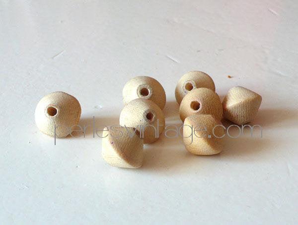 Gingerlily Perles Lot perles toupies bois brut x4