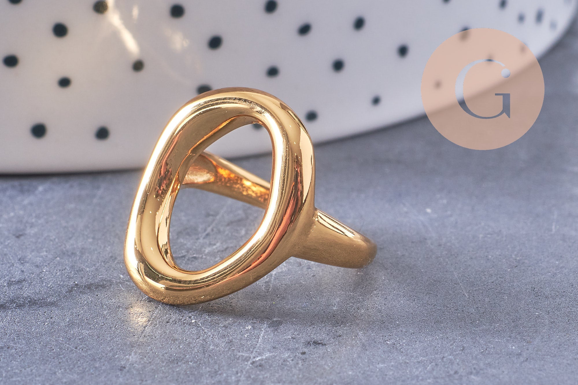 Gingerlily Bague cercle G10588 acier doré taille 57 x1