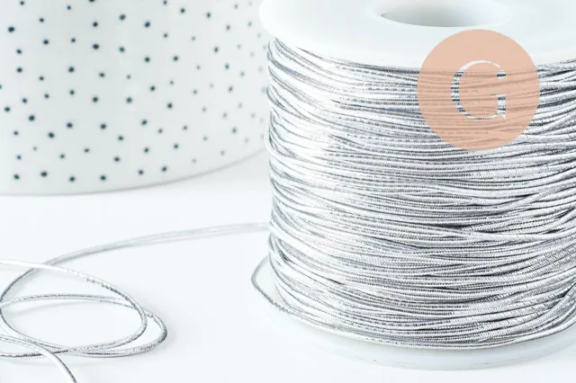 Gingerlily Perles cordon élastique argenté 1mm fil bijoux 1m