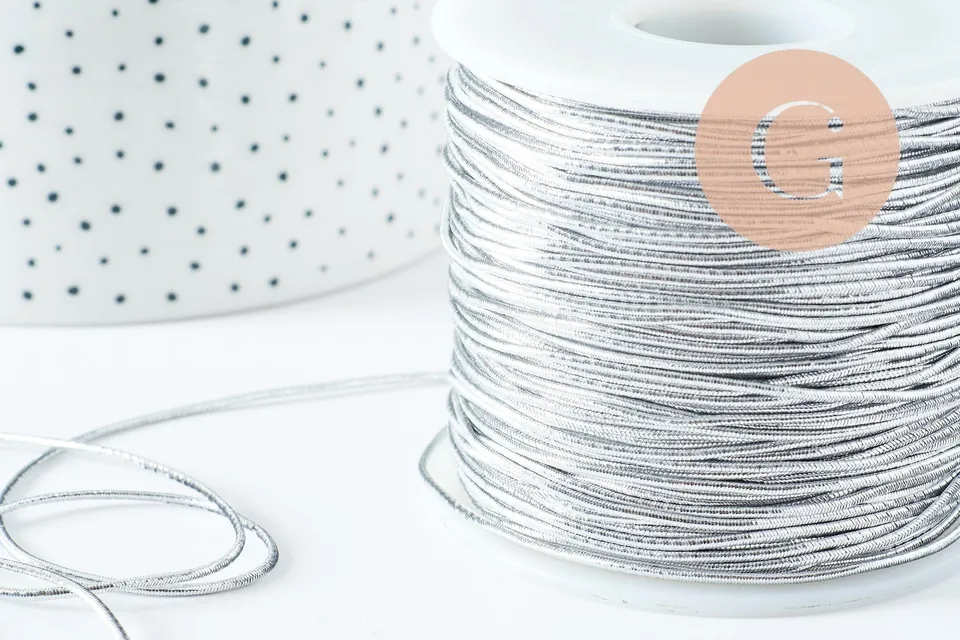 Gingerlily Perles cordon élastique argenté 1mm fil bijoux 1m