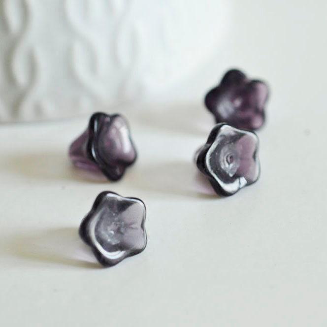 Gingerlily G885 perle verre fleur violette lot 20 11 mm