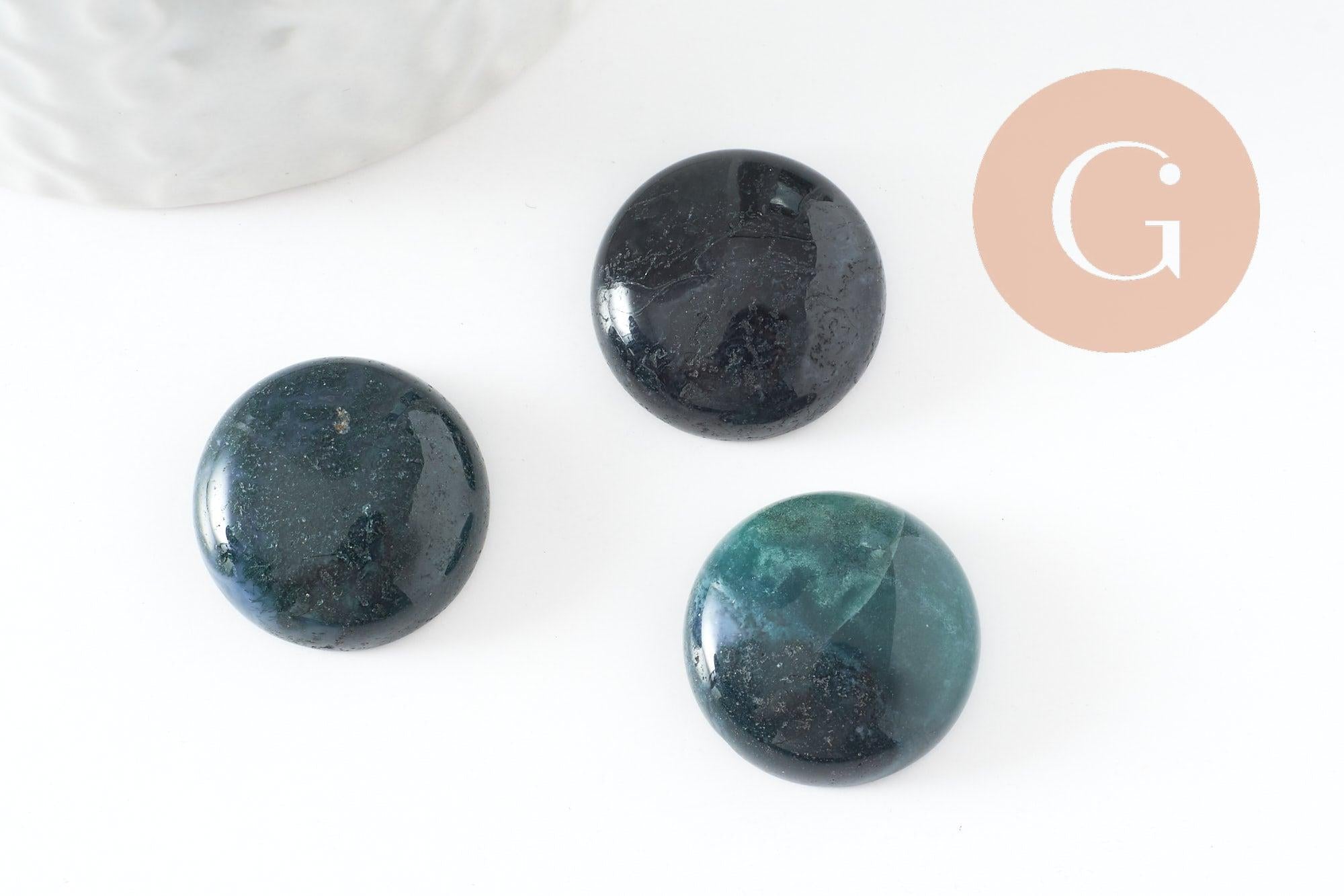Gingerlily Pierres G9622 cabochon agate mousse 20mm x1