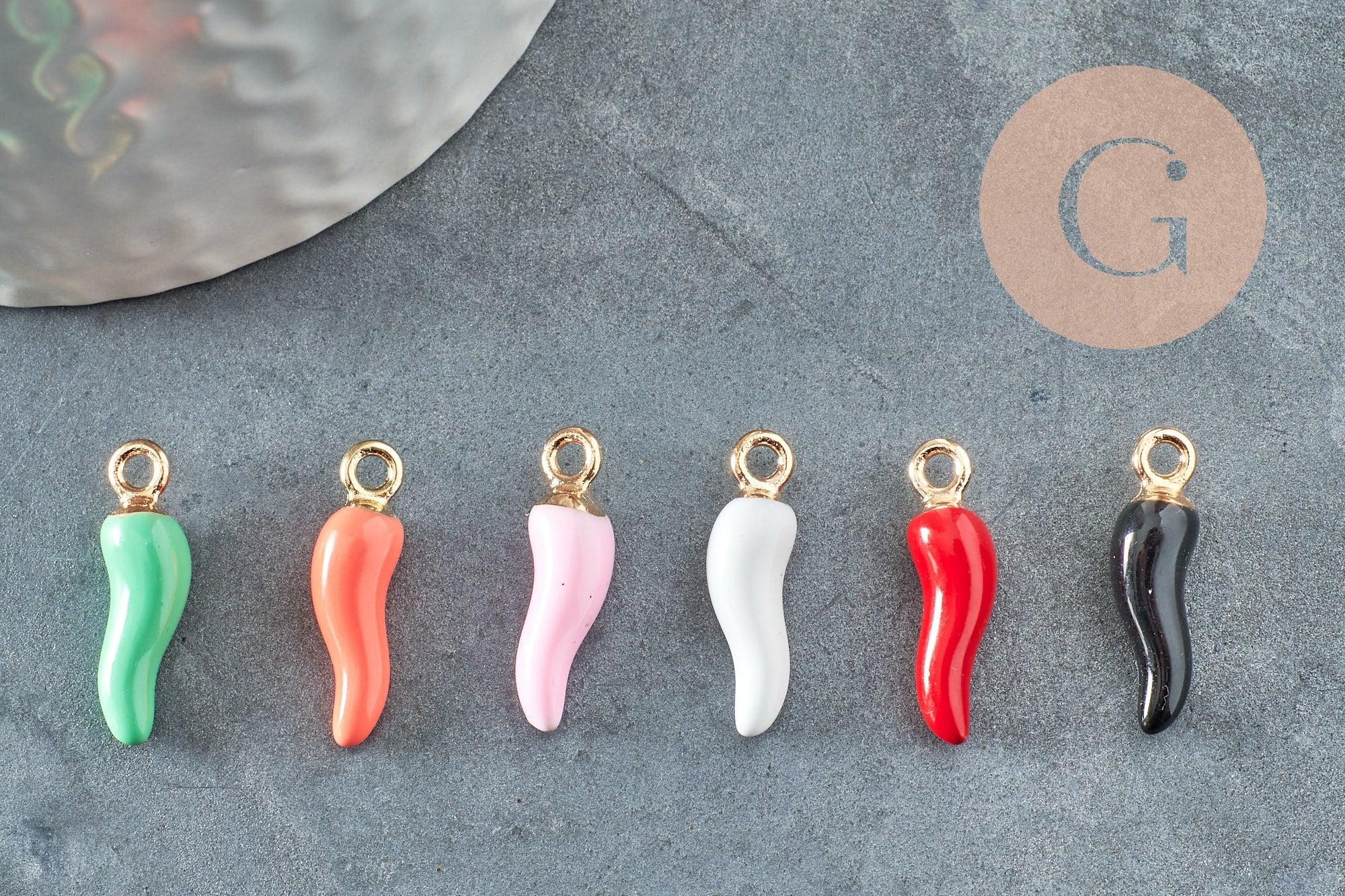 Gingerlily Pendentifs G9530 piment doré émail multicolore 15mm x5