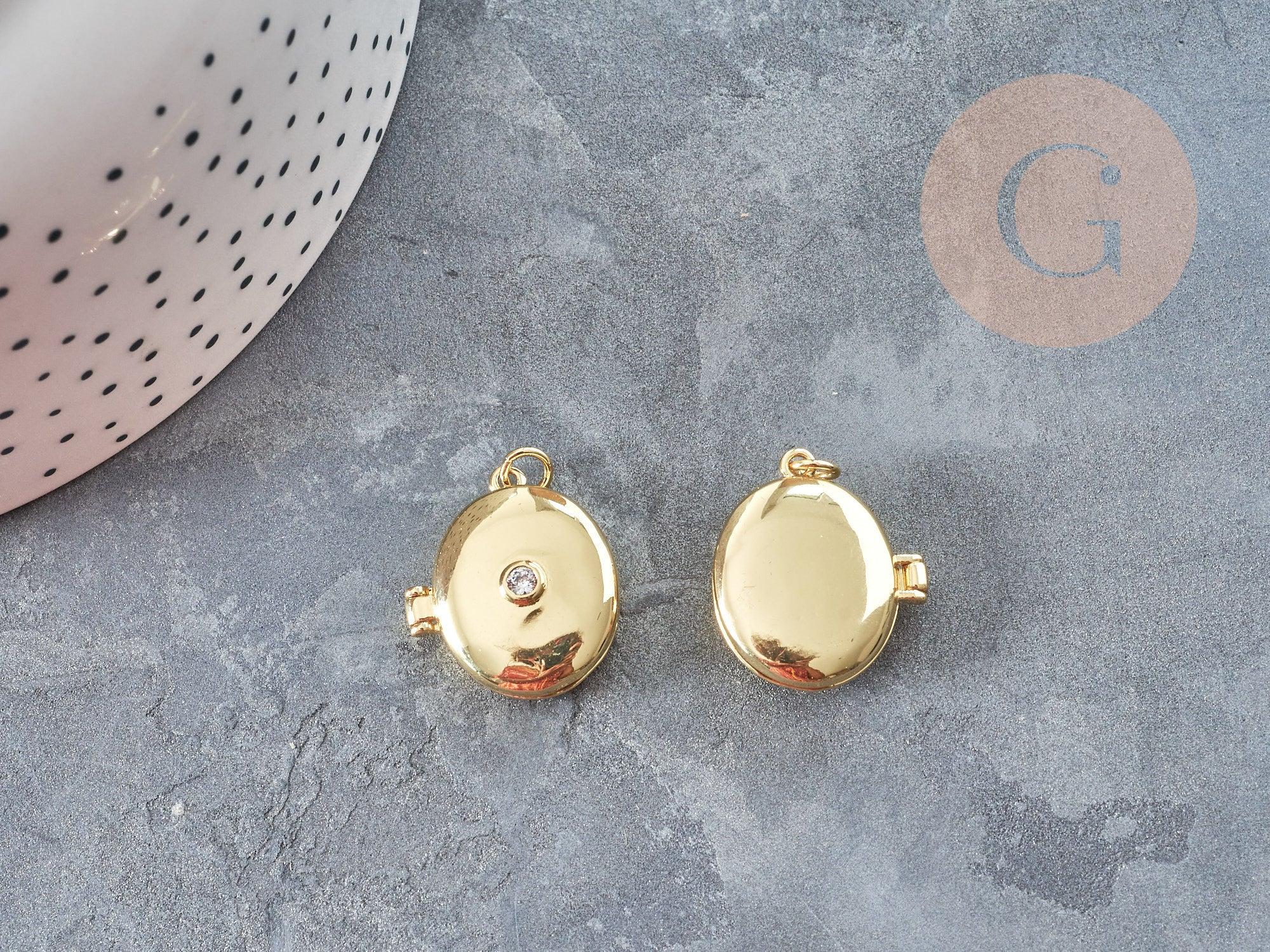 Gingerlily G9046 pendentif locket ovale doré zircon