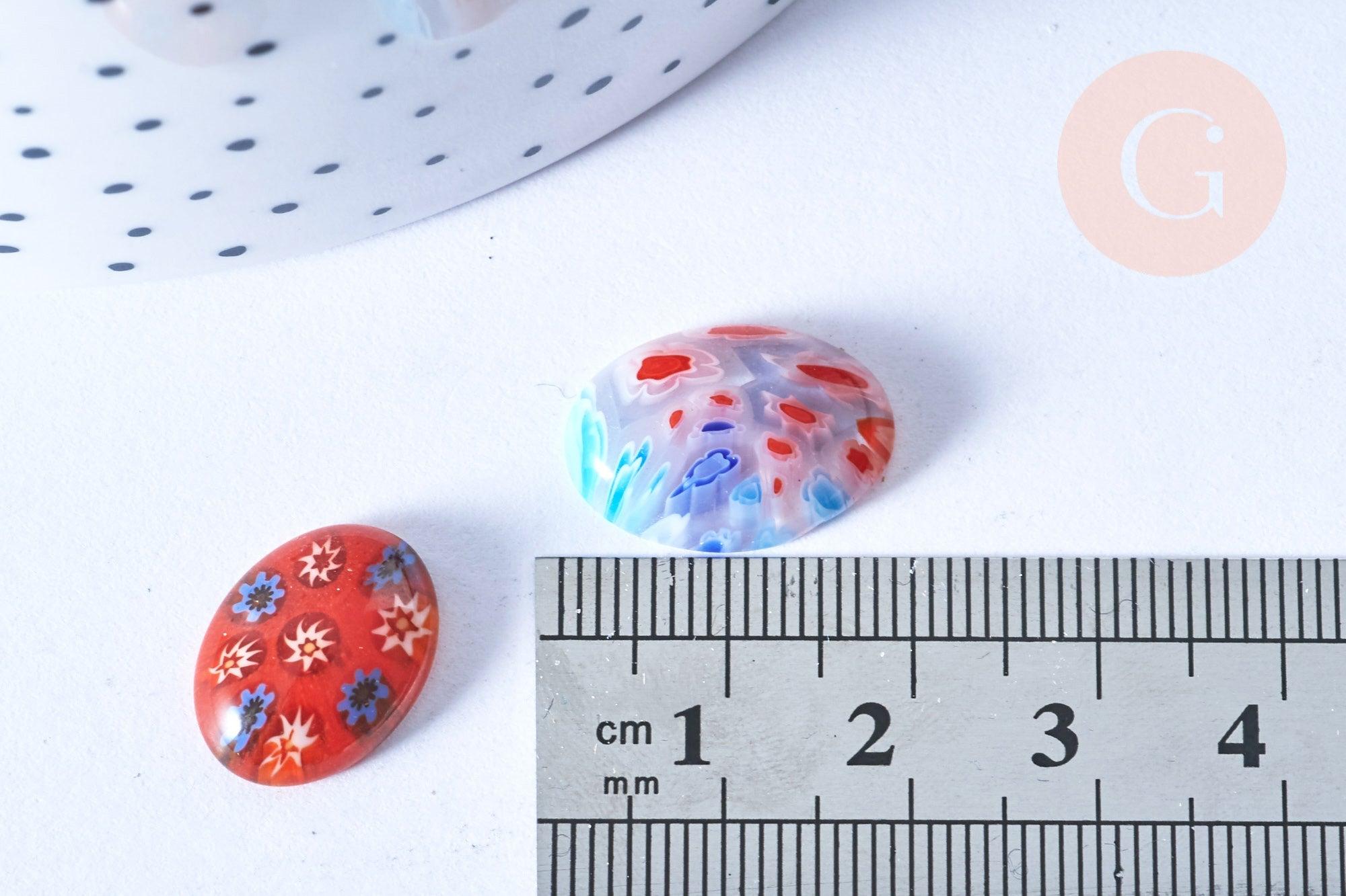 Gingerlily Cabochons G8701 verre millefiori ovale 10-18mm lot 10