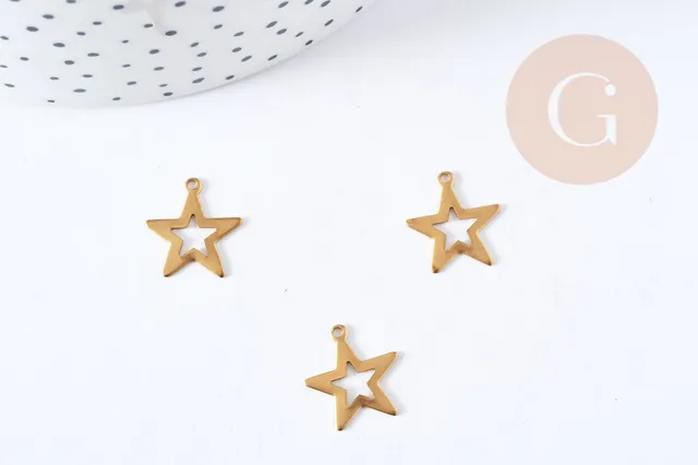 Gingerlily Breloques étoiles laiton brut 11mm breloque x5