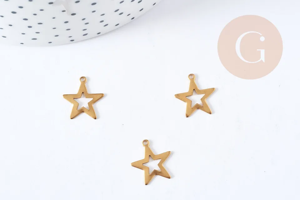 Gingerlily Breloques étoiles laiton brut 11mm breloque x5