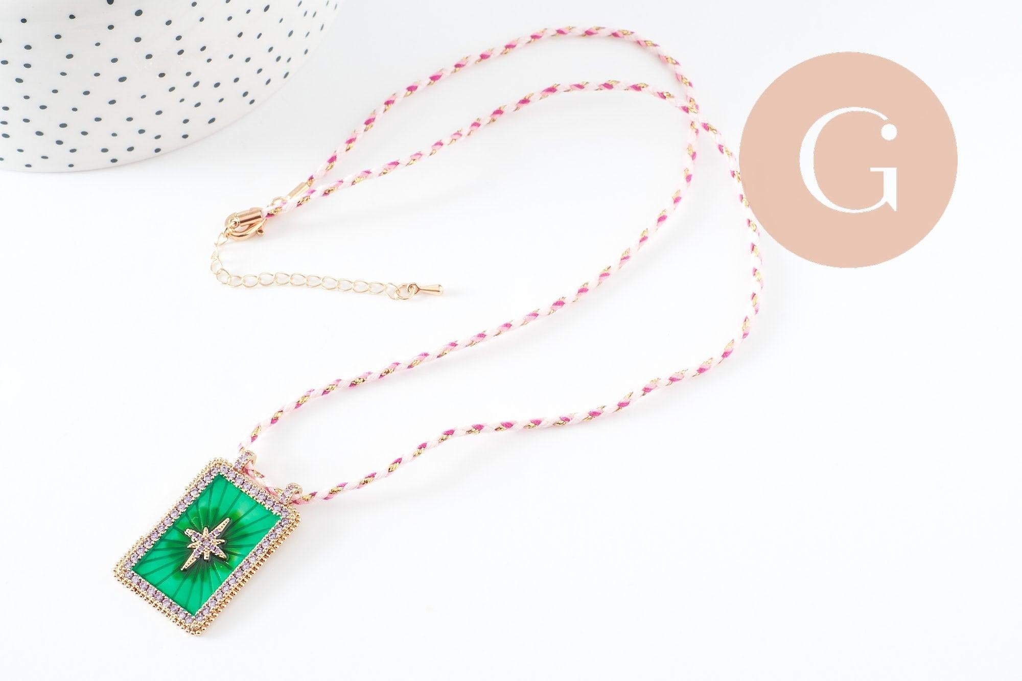 Gingerlily Collier Médaille Étoile Vert 45cm Cordon