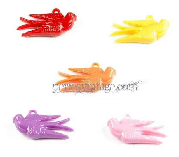 Gingerlily Hirondelles pendentifs plastique 5cm x5