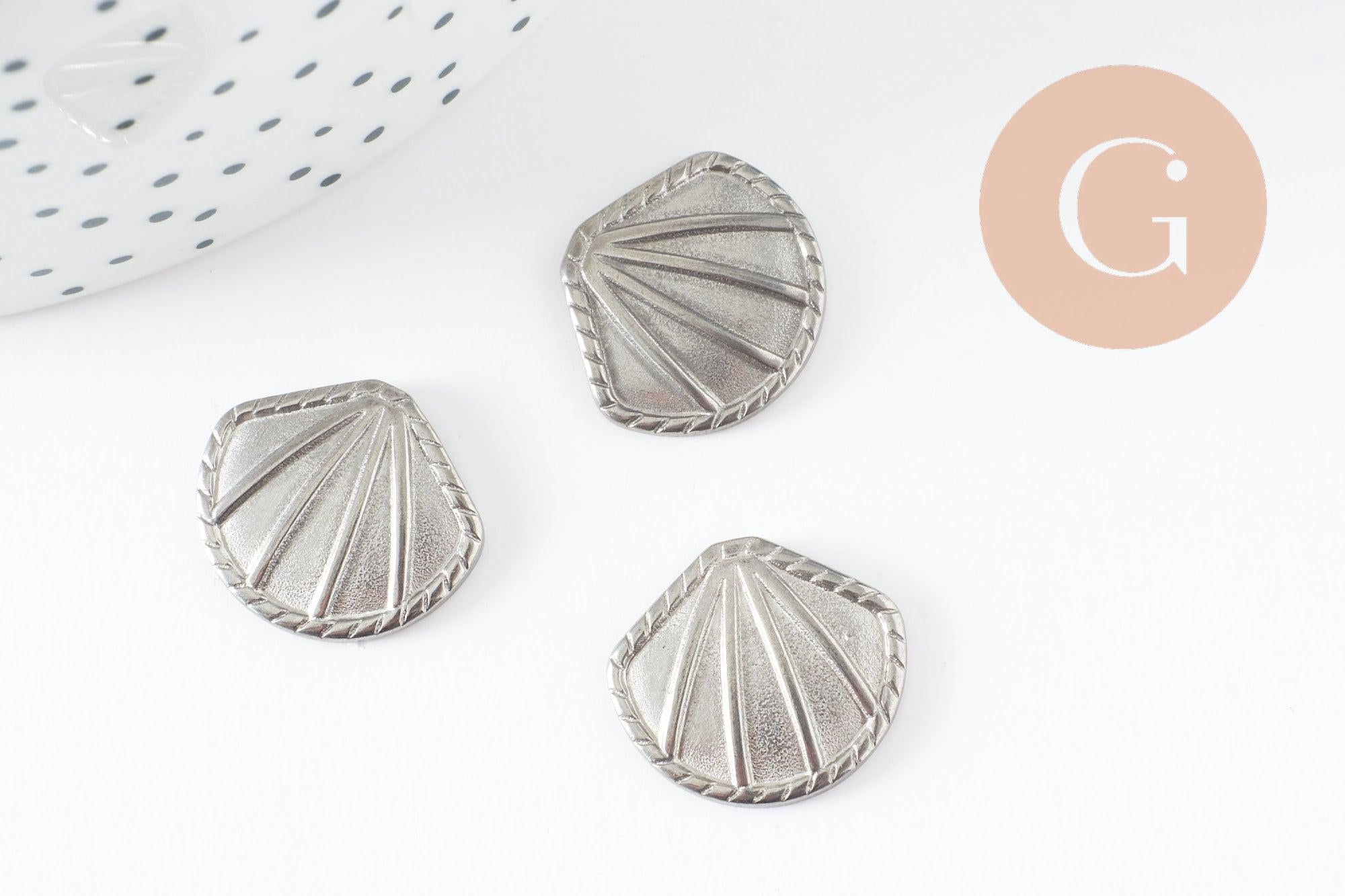 Gingerlily G10193 cabochon coquillage acier platine 18,5 mm