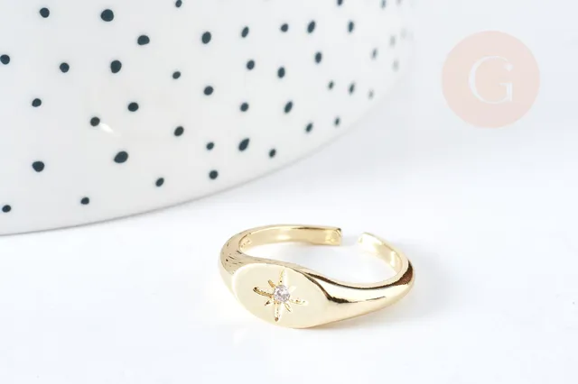 Gingerlily Bague chevalière étoile laiton doré 17.2mm