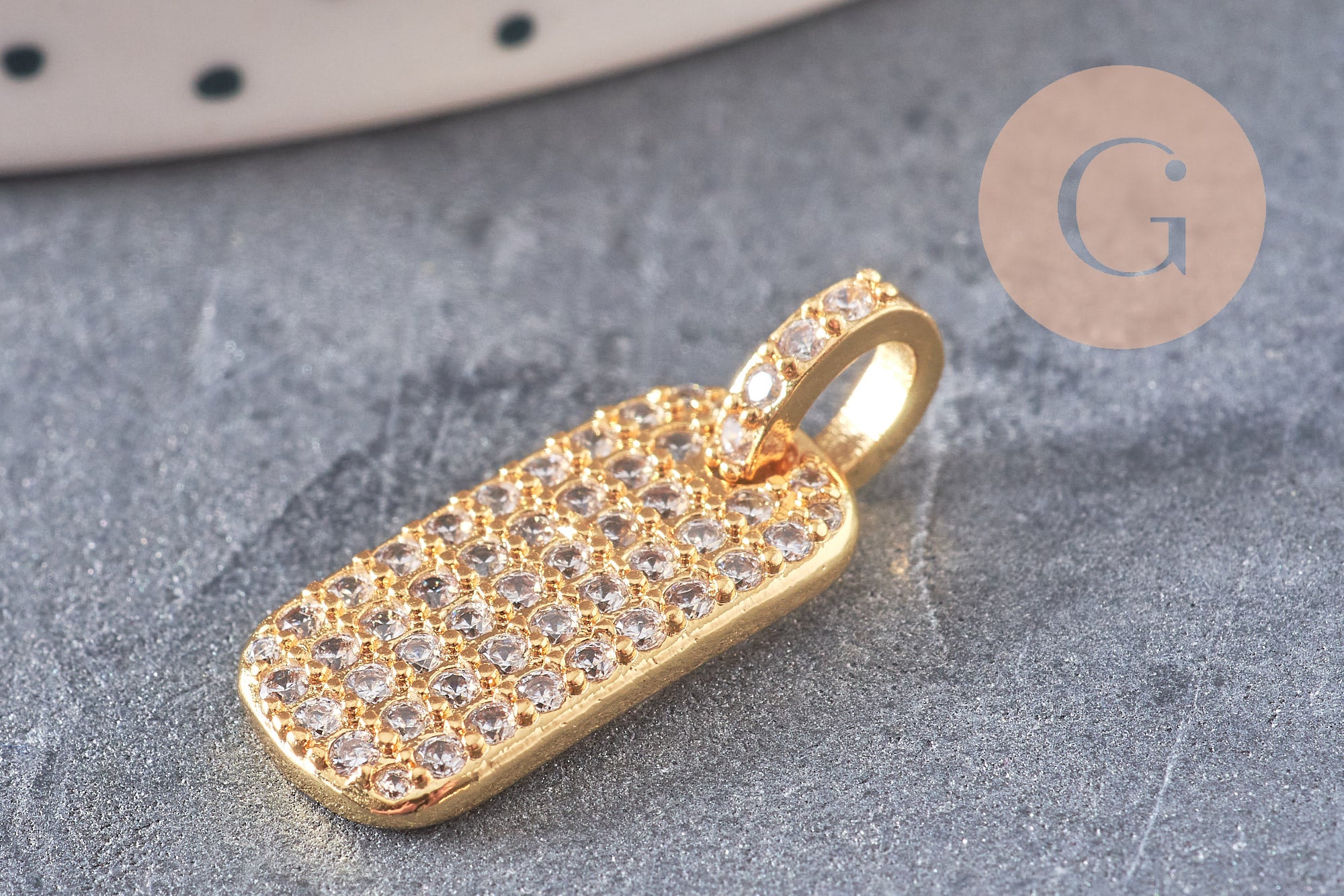Gingerlily G5245 pendentif plaque doré zircon 17,5mm x1