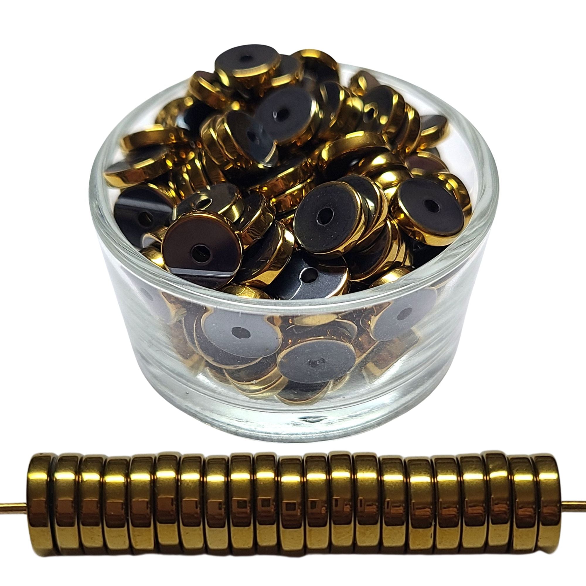 ARTSHOP Séparateurs HD-2 rondelles hématite dorées 8MM x50