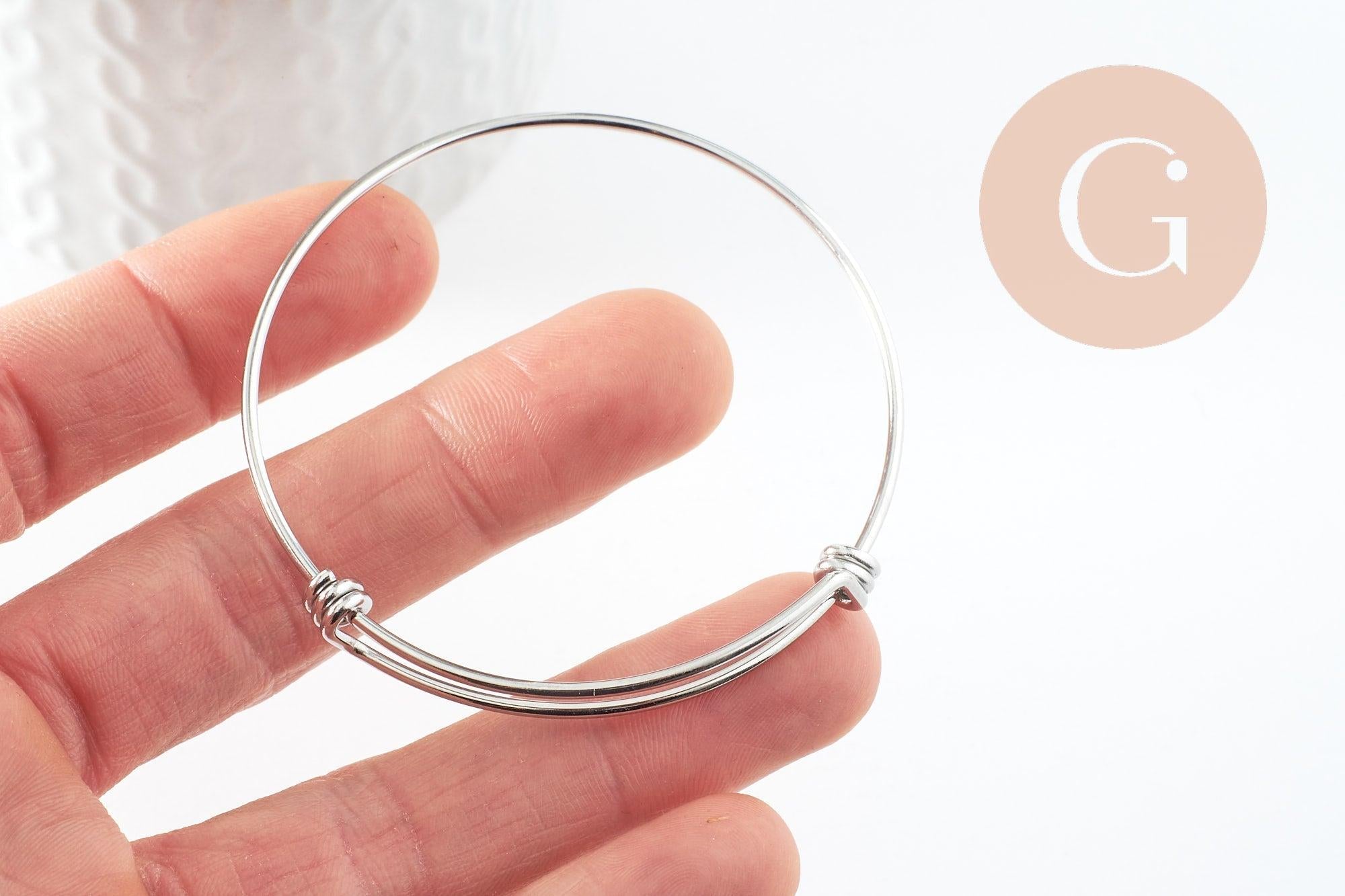Gingerlily Jonc G9417 bracelet acier platine réglable 60-68mm x1