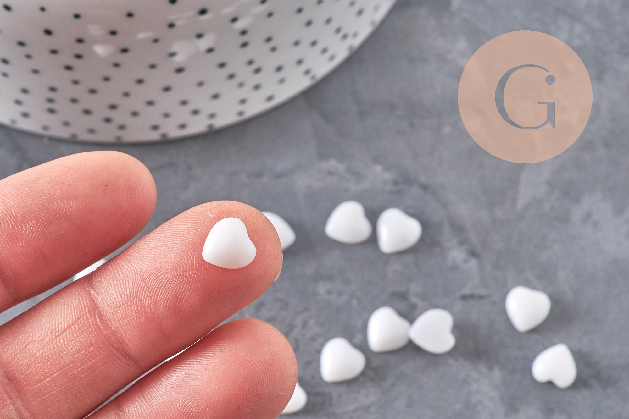 Gingerlily Cabochon cœur jade blanc naturel facetté 8mm x1