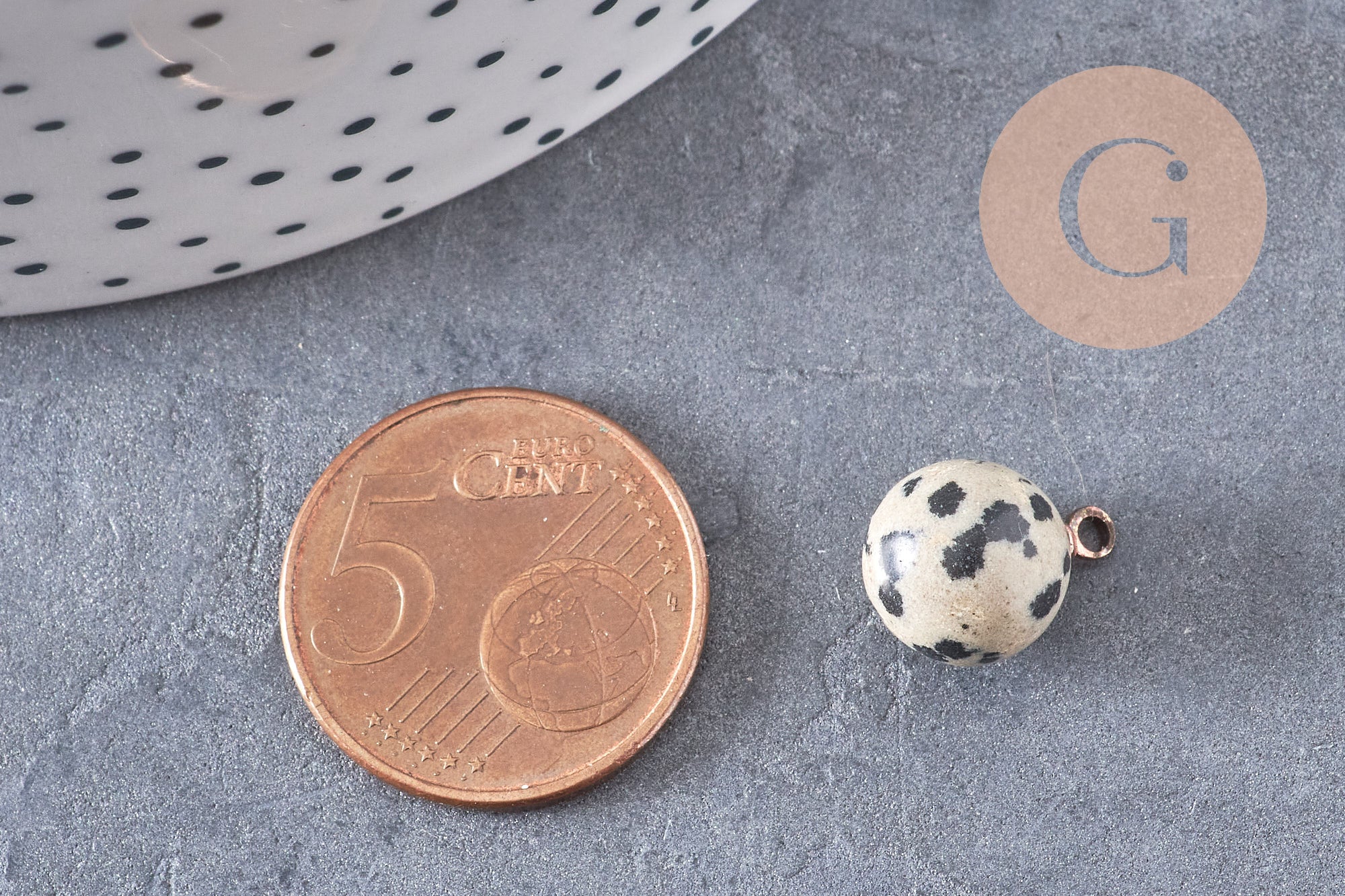 Gingerlily Perles Pendentif Goutte Jaspe Dalmatien 14mm x1