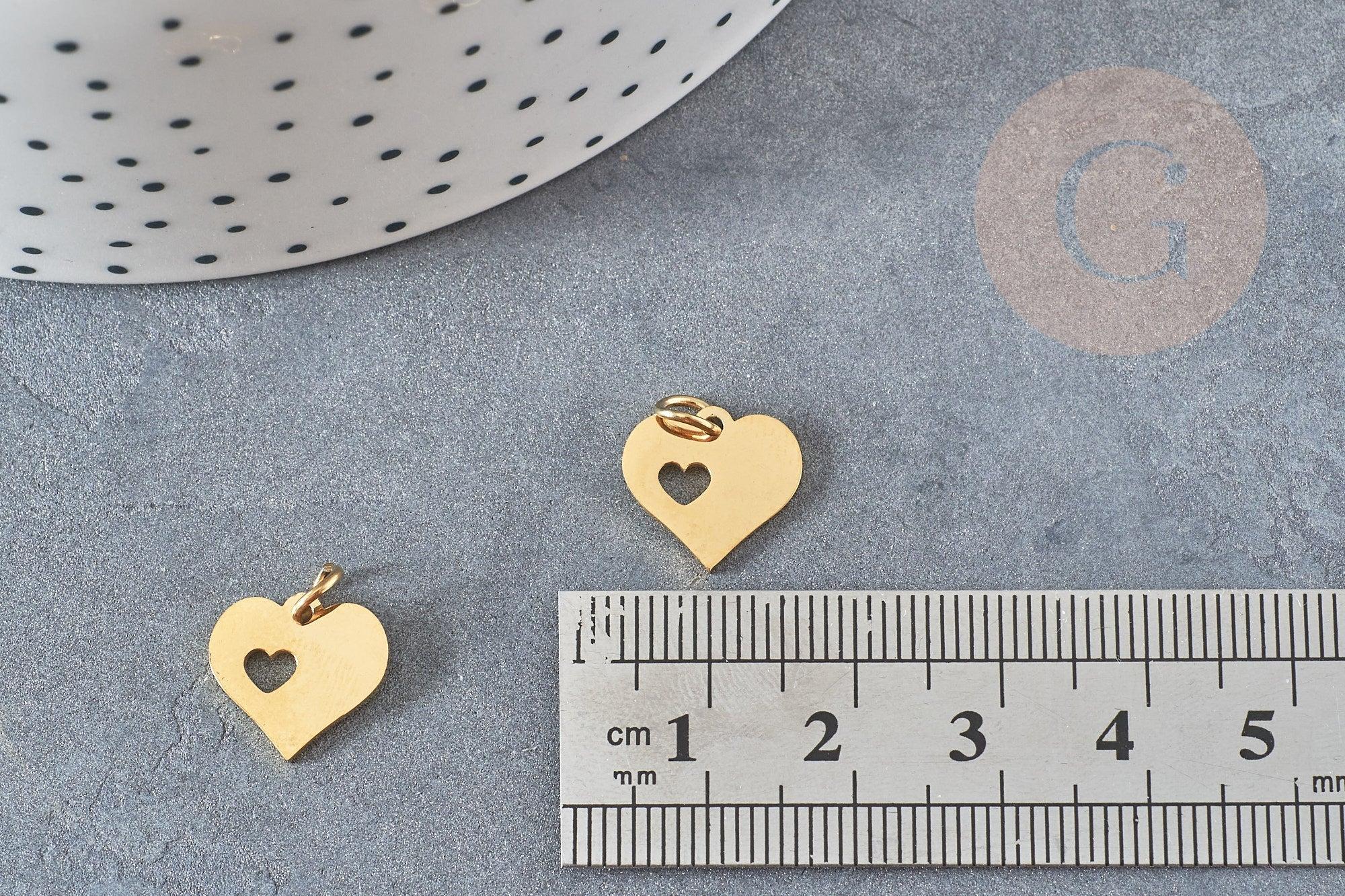 Gingerlily Perles G2993 pendentif cœur acier doré 12mm
