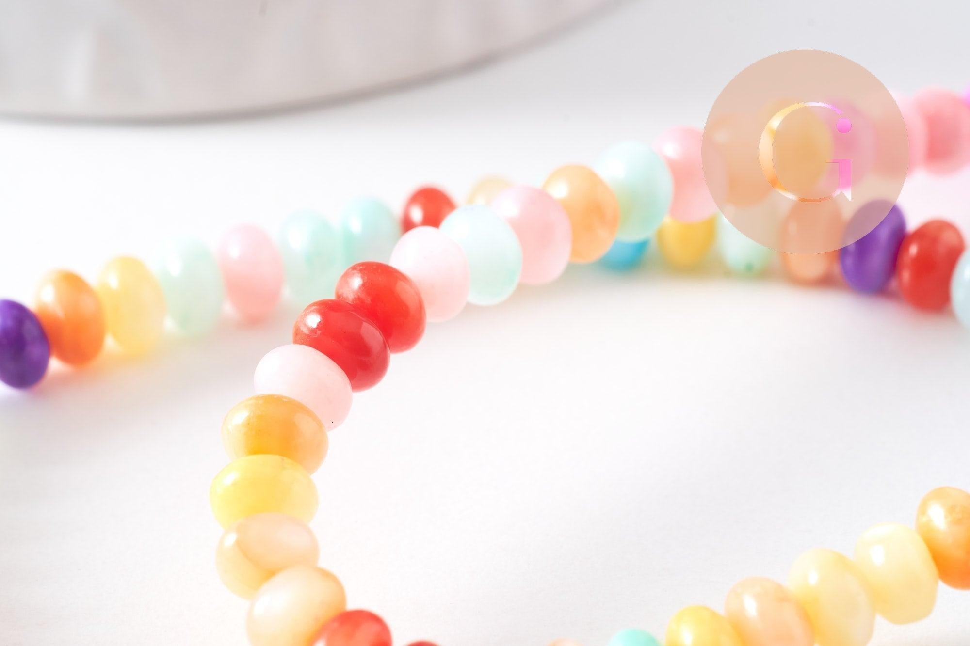 Gingerlily Perles DIY Rondelle nacre multicolore 5x3 mm fil 38 cm