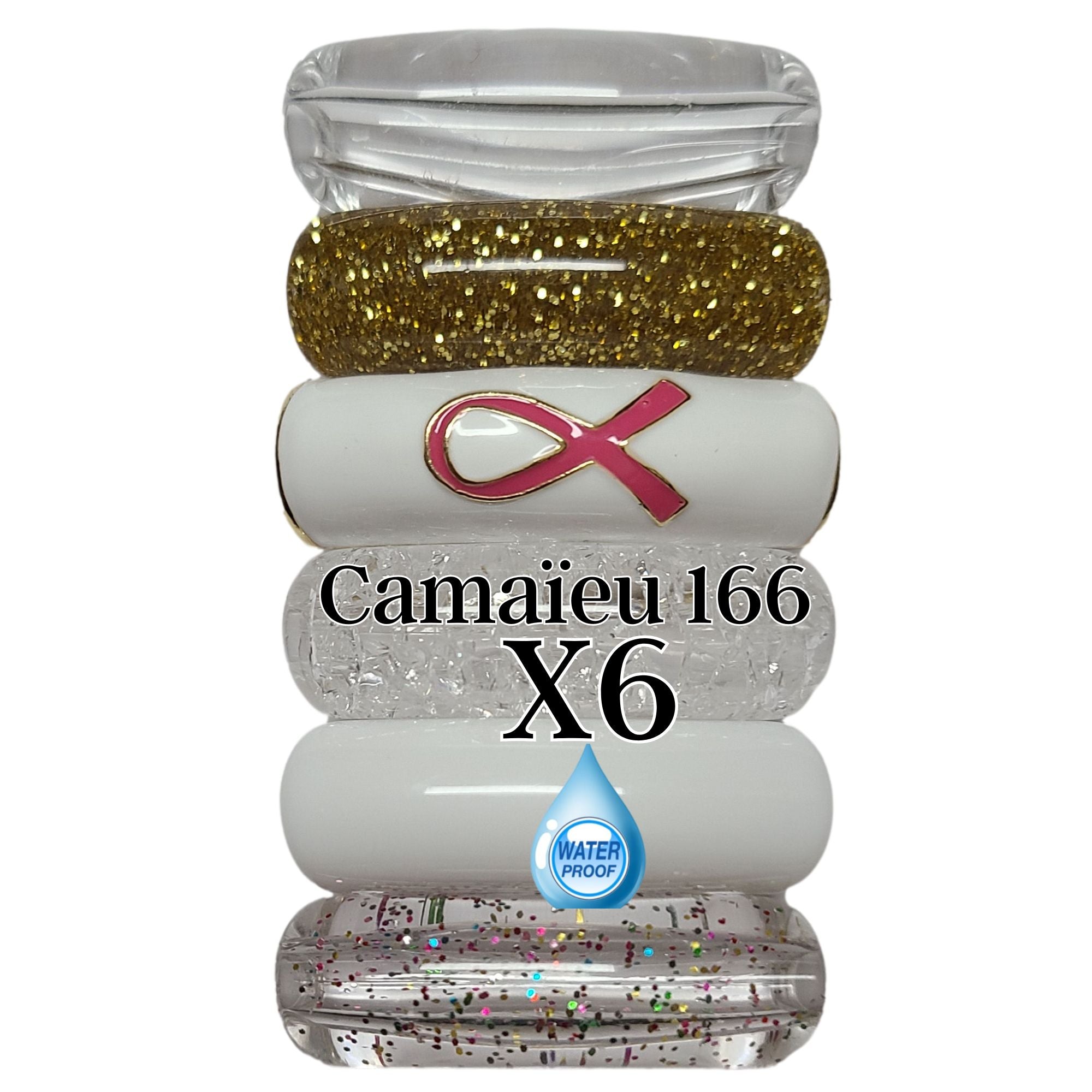 Artshop Camaieu 166 lot 6 tubes incurvés 12mm ruban blanc
