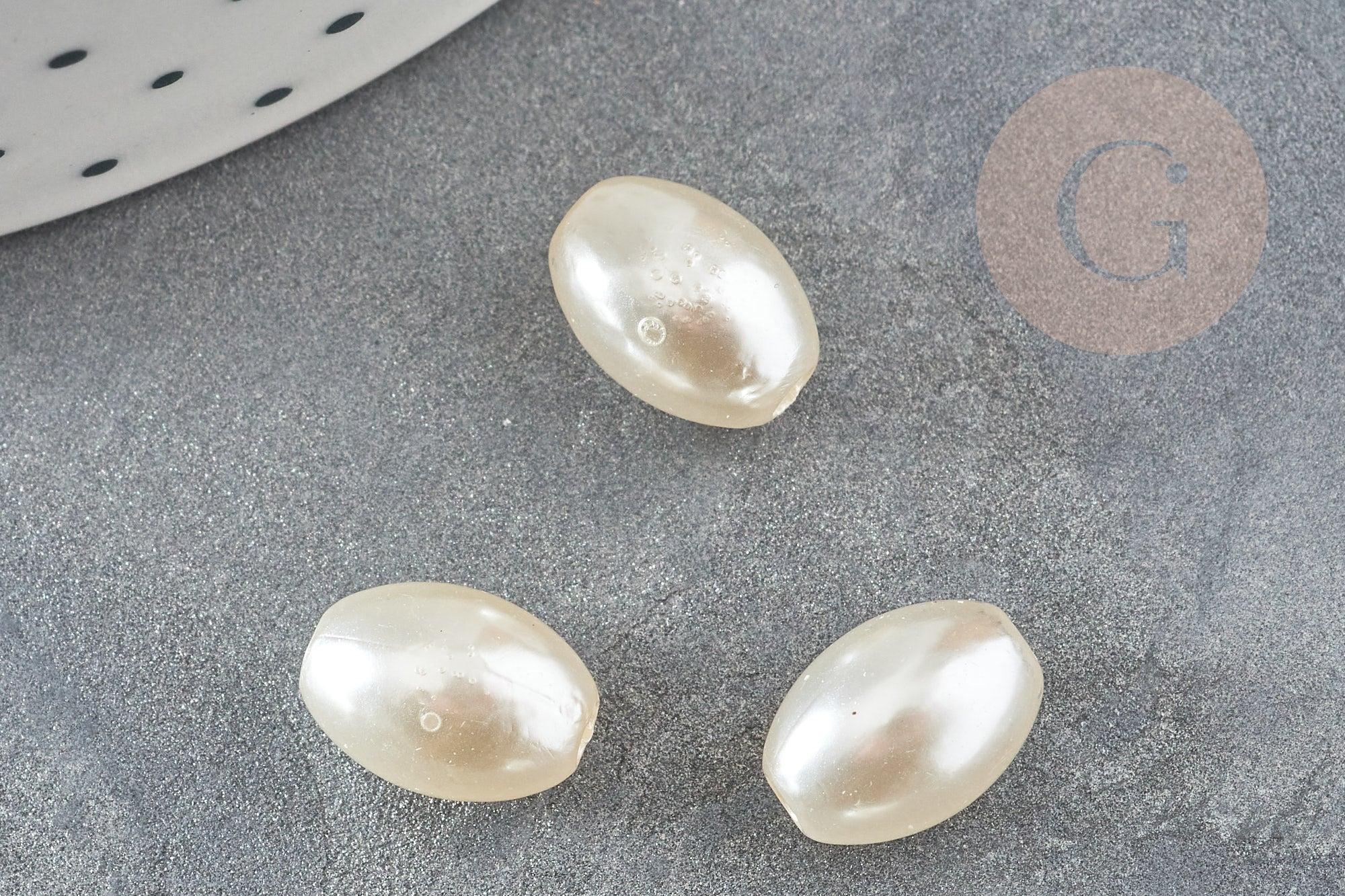 Gingerlily Perles ovale acrylique beige 11mm x5 imitation nacre