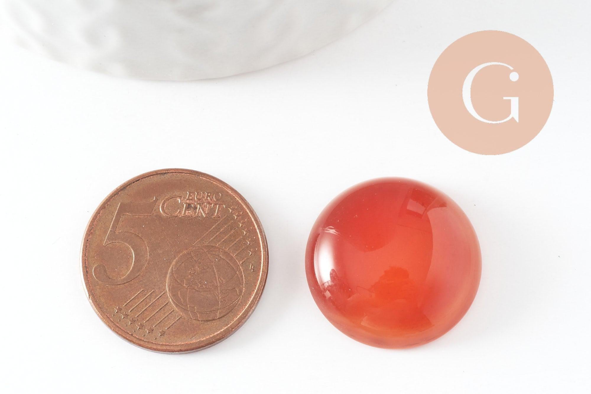 Gingerlily Perles cabochon agate orange 20mm pierre ronde